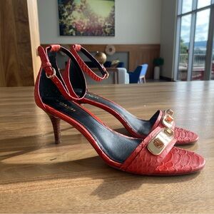 Coach Marcella Red Womens Ankle Strap Leather Heels Sandals, Size 8